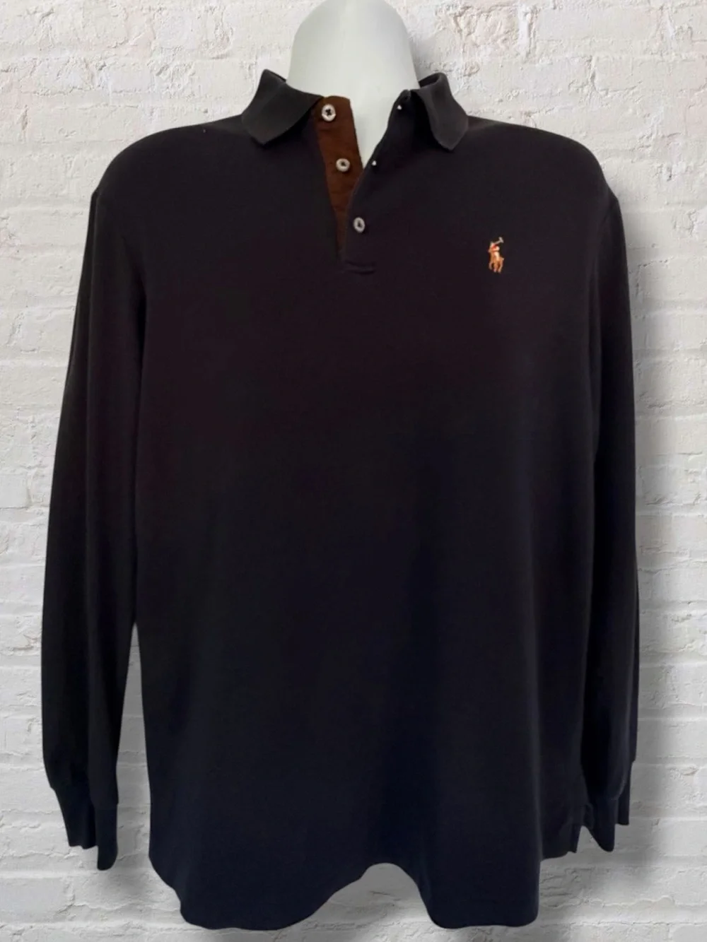 Polo Ralph Lauren Men’s L Classic Fit Long Sleeve Polo Multicolor Pony Black